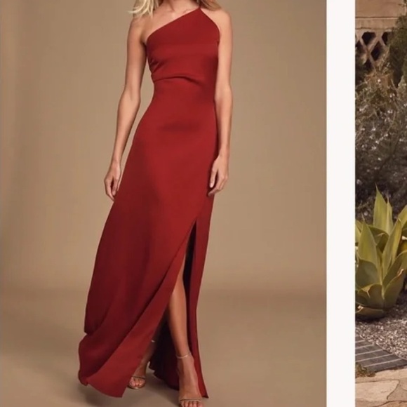Keepsake the Label Captivating Red Satin One Shoulder Maxi Slip Dress - Picture 1 of 15